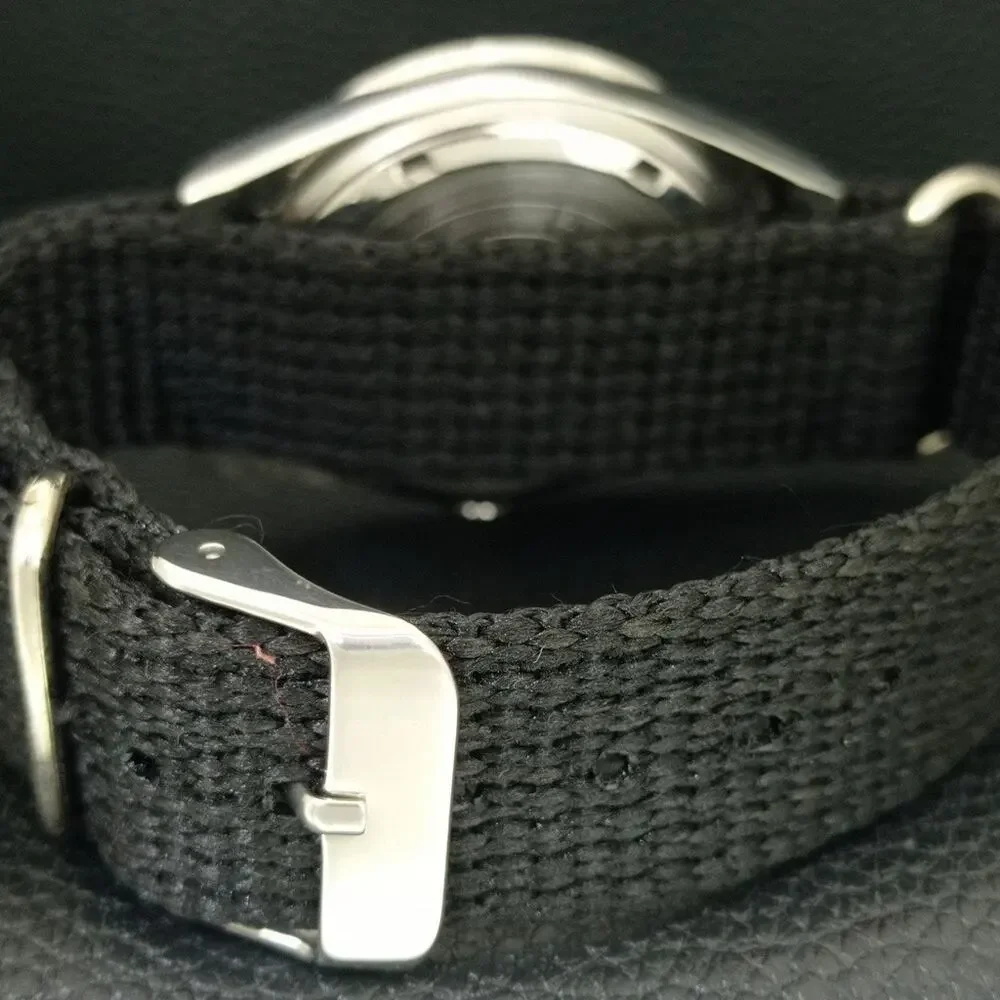 Vintage 1980 Citizen Manual Wound Mens Silver Watch & White accents